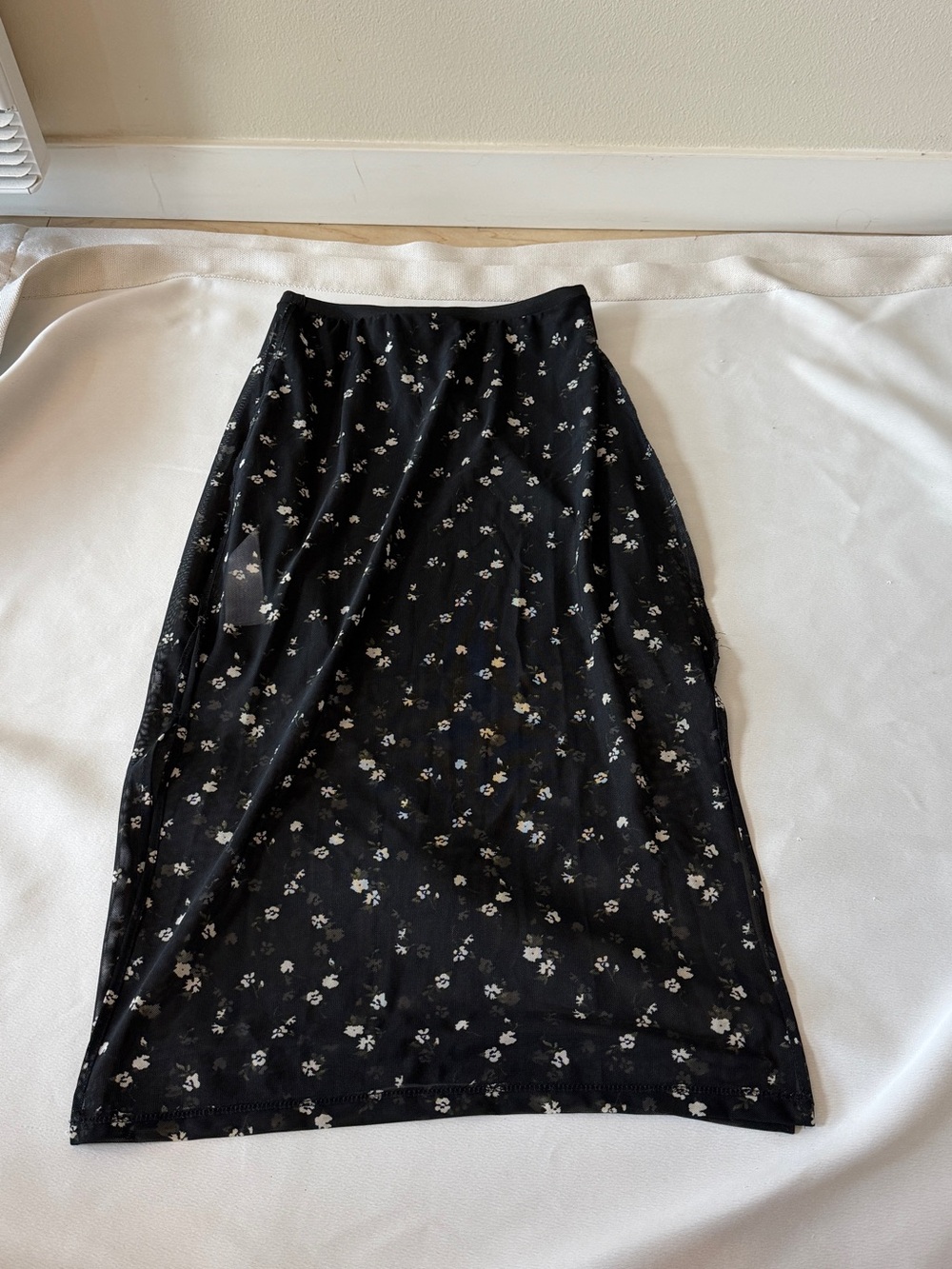 Hollister Black Floral Midi Skirt
